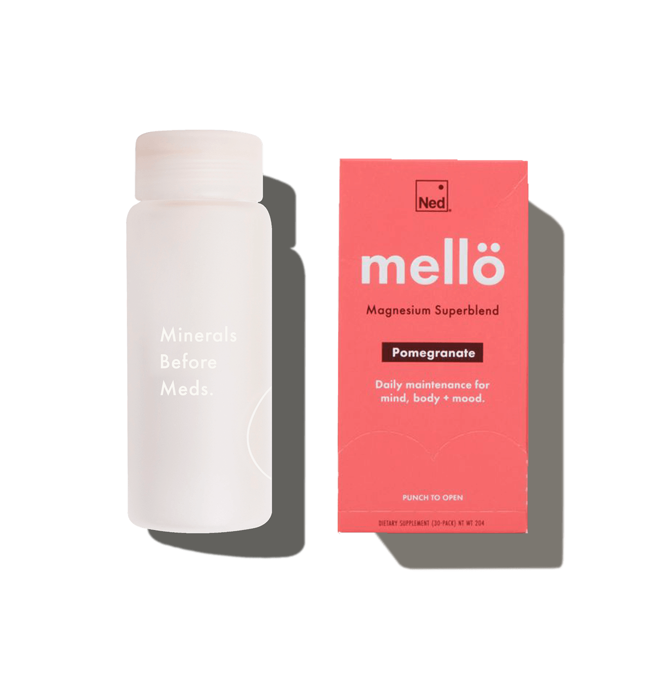 Mello Magnesium - 30 Travel Sticks in Pomegranate & Travel Bottle
