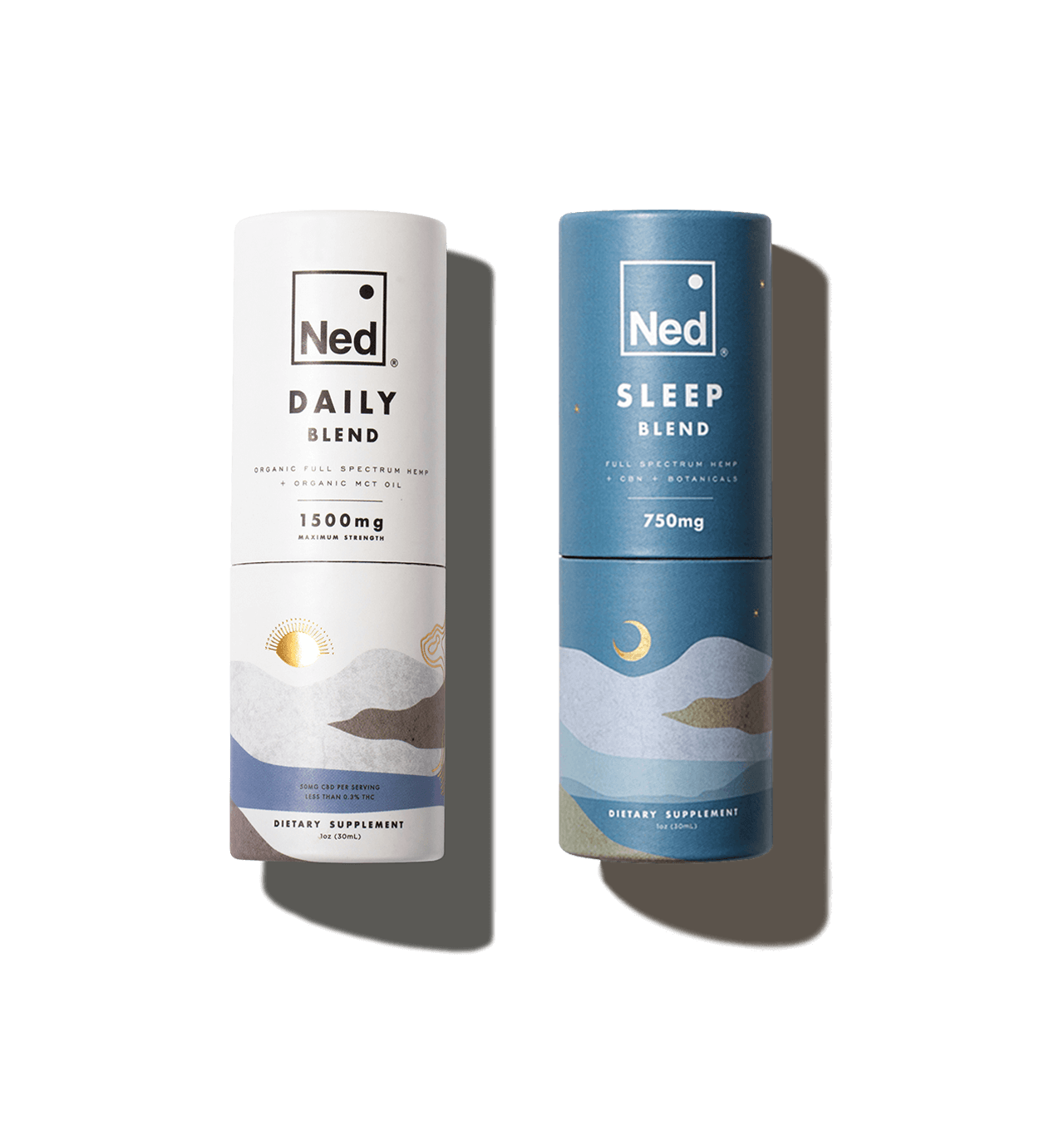 Ned Sleep Set with 1500mg Daily Blend Organic Full Spectrum Hemp Oil and CBN Sleep Blend