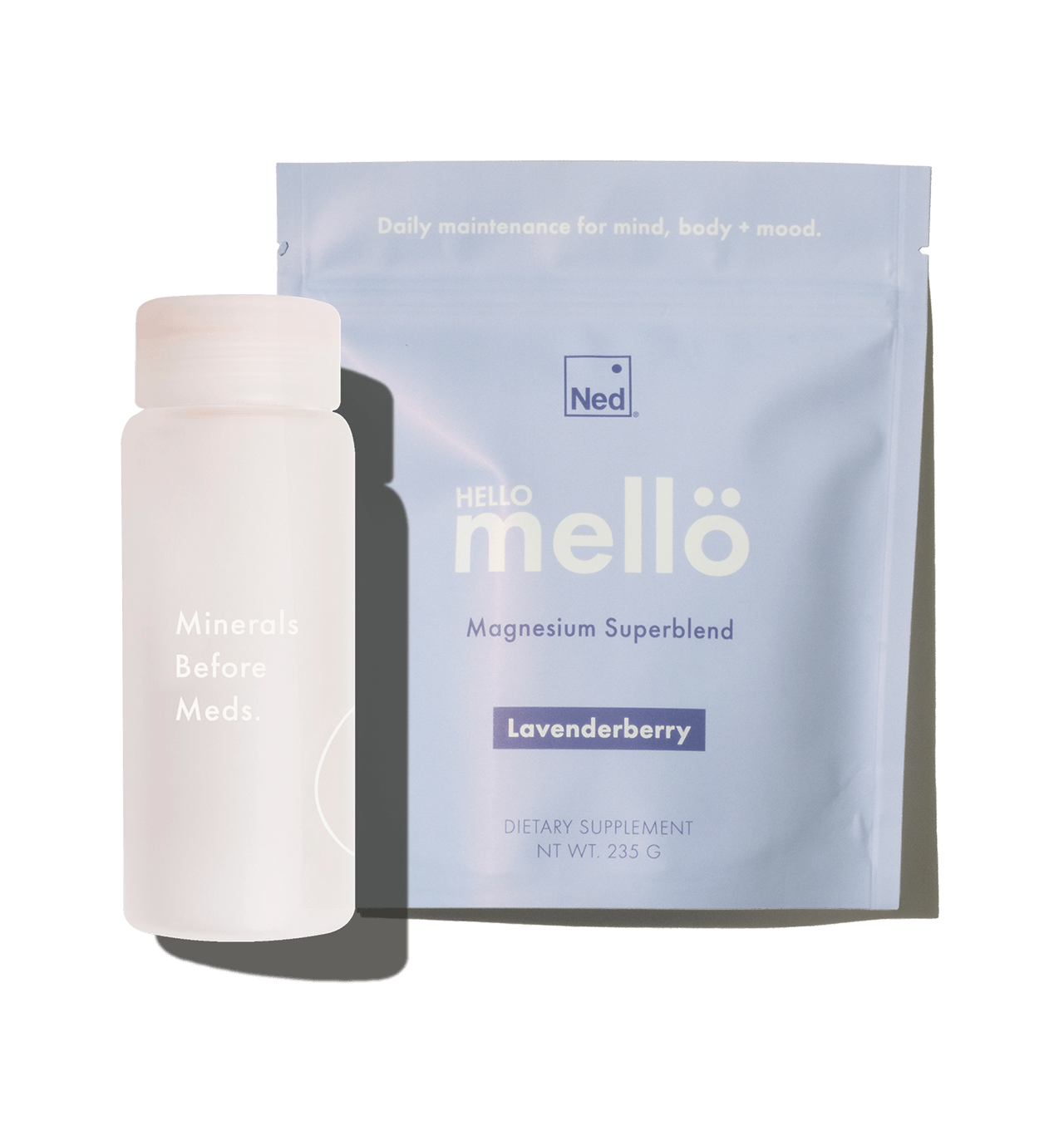 Mello Magnesium Powder Blend Lavenderberry and Minerals Before Beds Water Bottle
