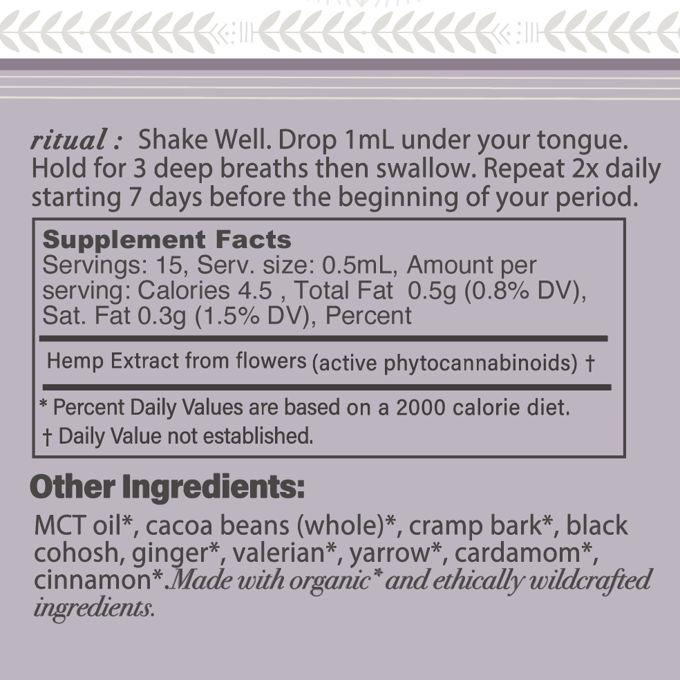Ned CBD Oil for Menstrual Cramps Ingredients